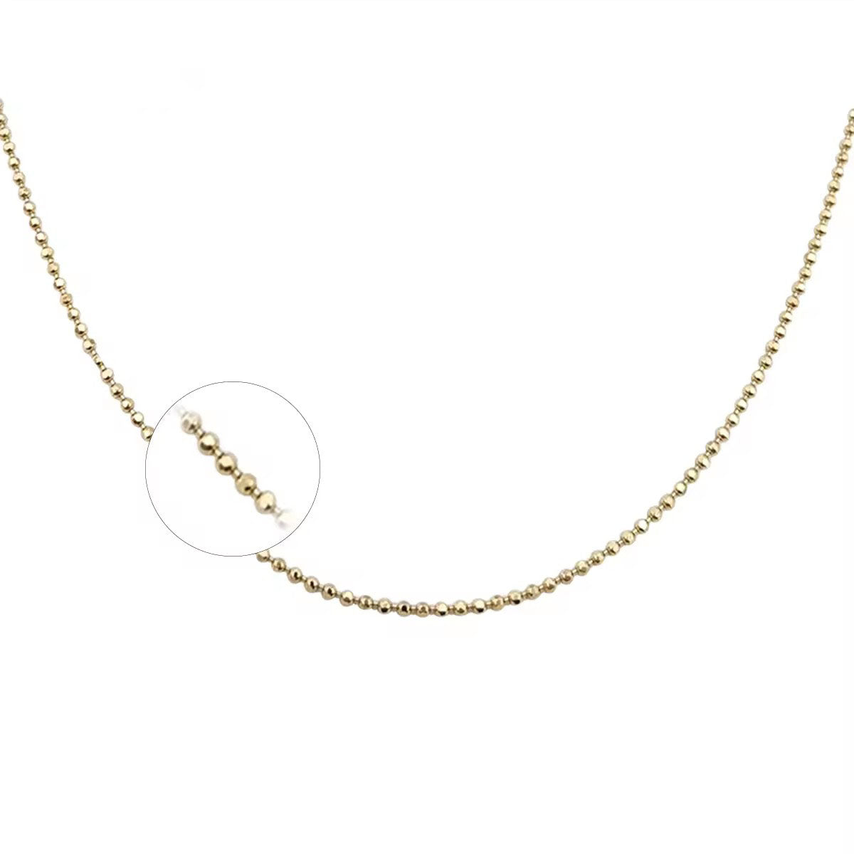 Genuine 14K Solid Gold Jewelry Chains Beads Chain Necklace Fine Jewelry