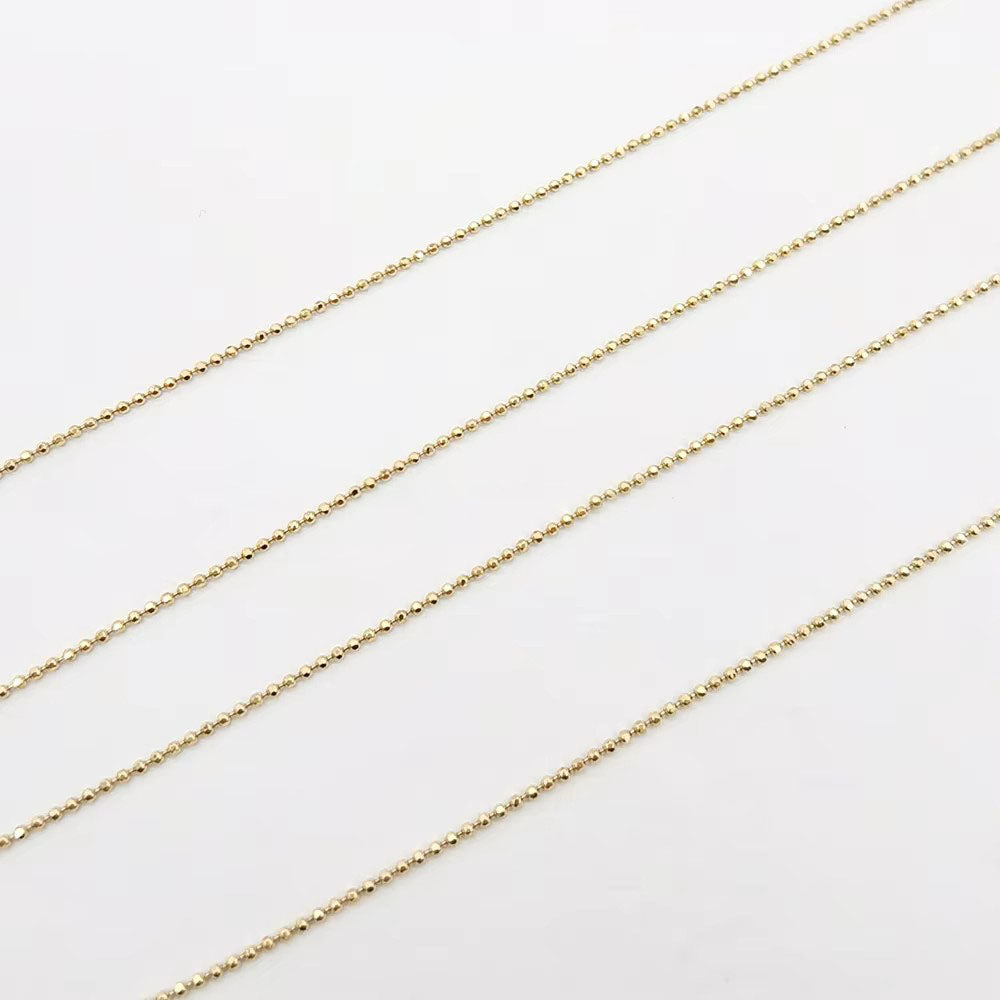 Genuine 14K Solid Gold Jewelry Chains Beads Chain Necklace Fine Jewelry