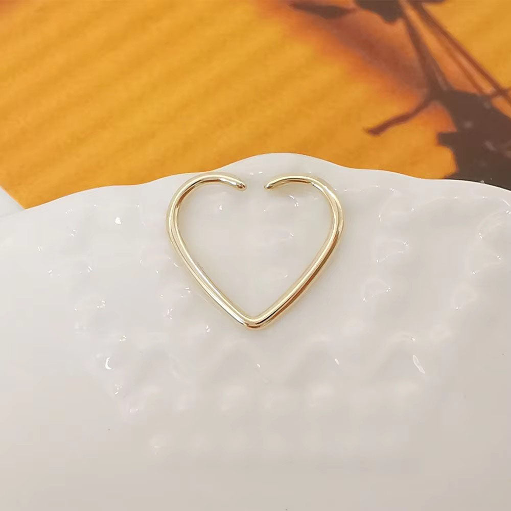 Genuine 14K Solid Gold Nose Ring Piercing Body Jewelry Heart Shape Cute Design Nose Ring