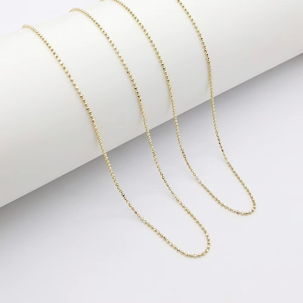 Genuine 14K Solid Gold Jewelry Chains Beads Chain Necklace Fine Jewelry