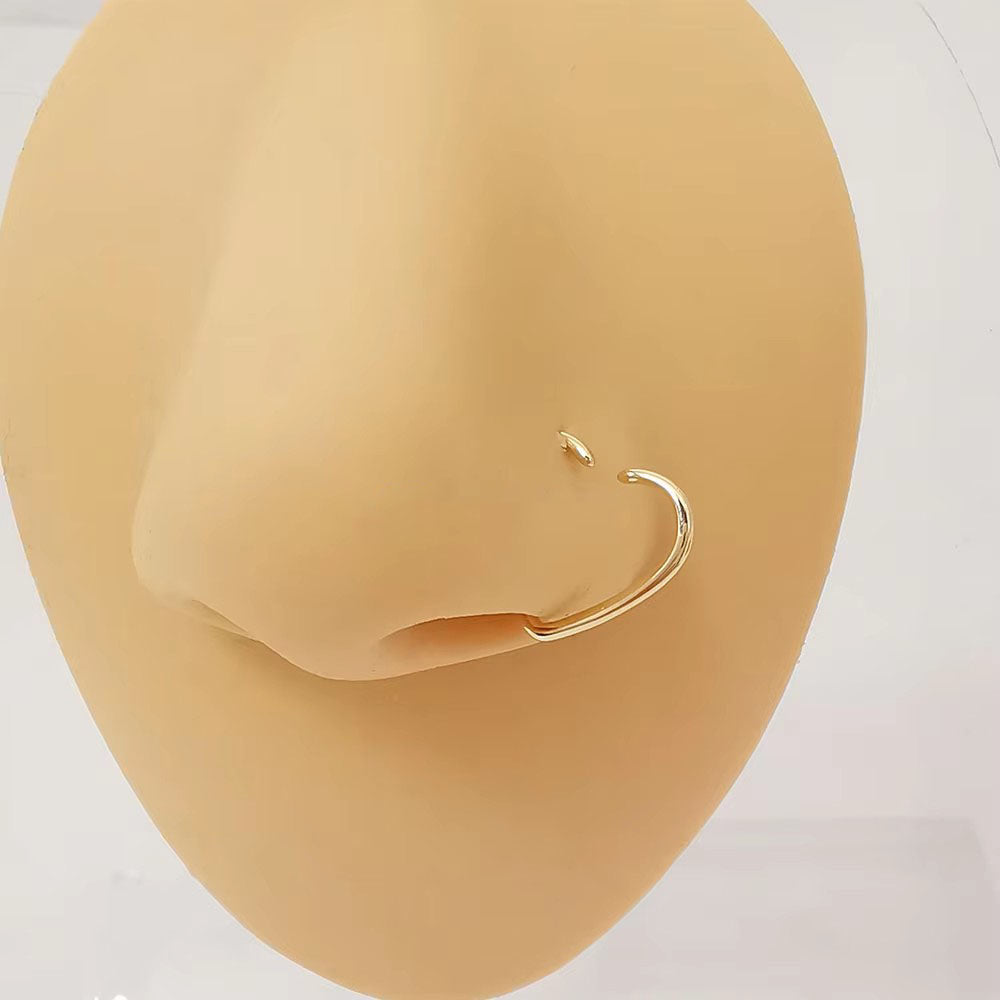 Genuine 14K Solid Gold Nose Ring Piercing Body Jewelry Heart Shape Cute Design Nose Ring