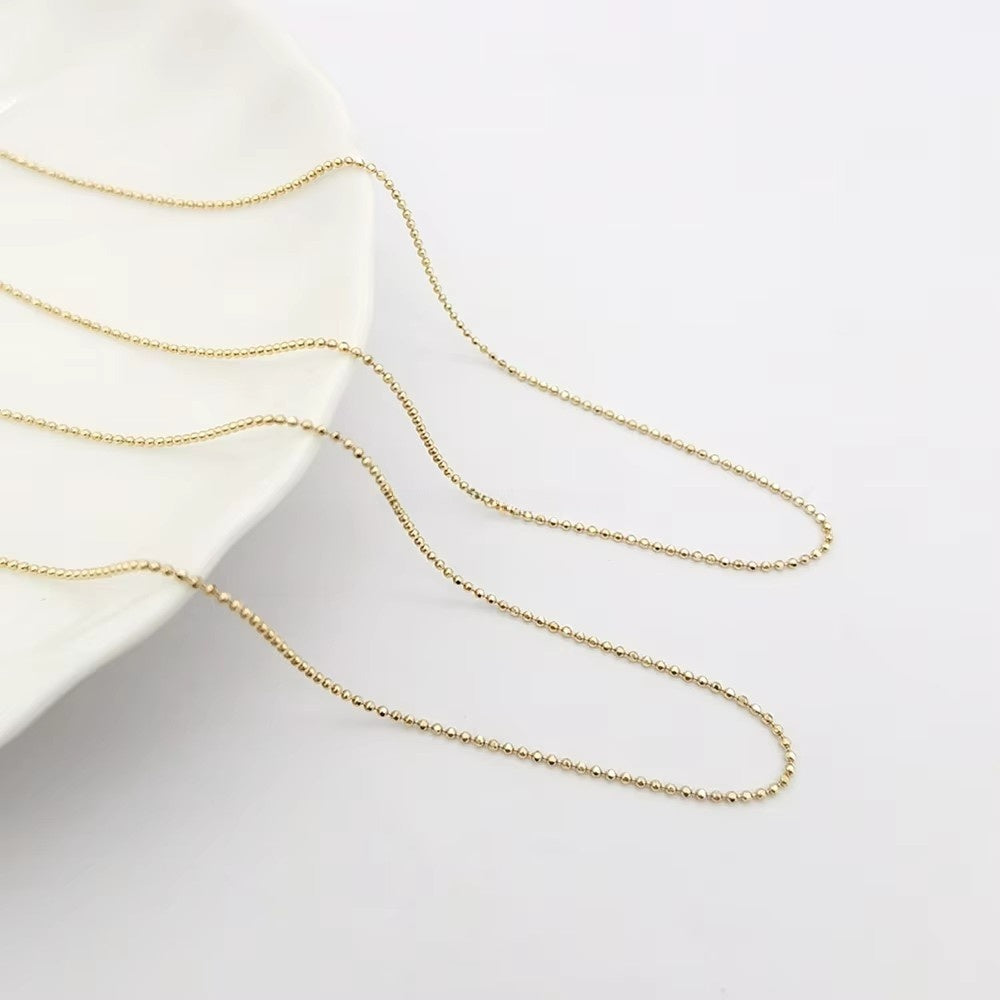 Genuine 14K Solid Gold Jewelry Chains Beads Chain Necklace Fine Jewelry