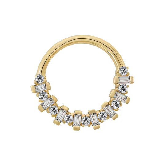 Genuine 14K Solid Gold Nose Ring Piercing Body Jewelry New Design Zircon Setting Nose Ring