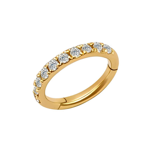 Genuine 14K Solid Gold Nose Ring Piercing Body Jewelry New Design Zircon Setting Hoop Nose Ring