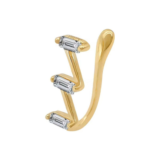Genuine 14K Solid Gold Nose Clip Non Perforated Body Jewelry Hinged Shape Zircon Setting Nose Stud Nose Ring