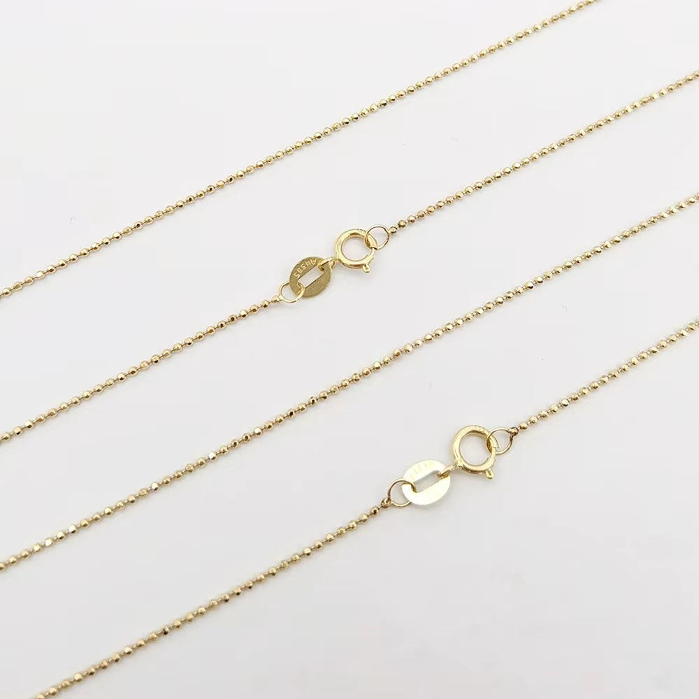 Genuine 14K Solid Gold Jewelry Chains Beads Chain Necklace Fine Jewelry