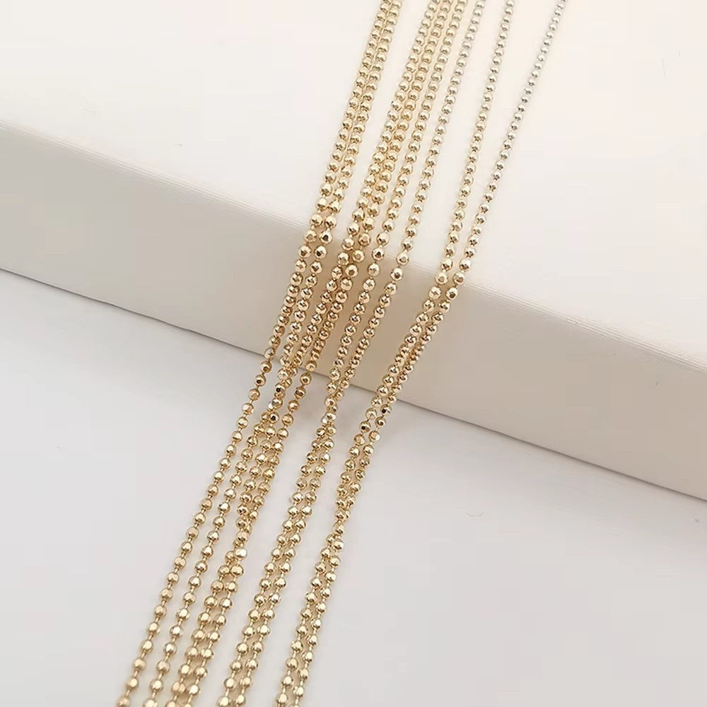 Genuine 14K Solid Gold Jewelry Chains Beads Chain Necklace Fine Jewelry